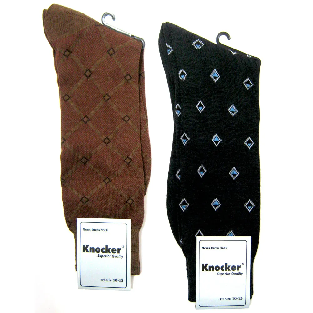 12 Pairs Mens Dress Socks Variety of Pattern Size 10-13 Lightweight Stay Up Cuff