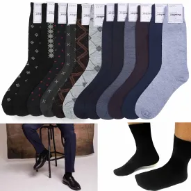 12 Pairs Mens Polyester Work Crew Fashion Casual Dress Socks 10-13 Multi Color