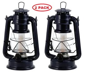 2 Pack: Northpoint Vintage Style Hurricane Lantern w/ 12 LED's, 150 Lumen & Dimmer Switch