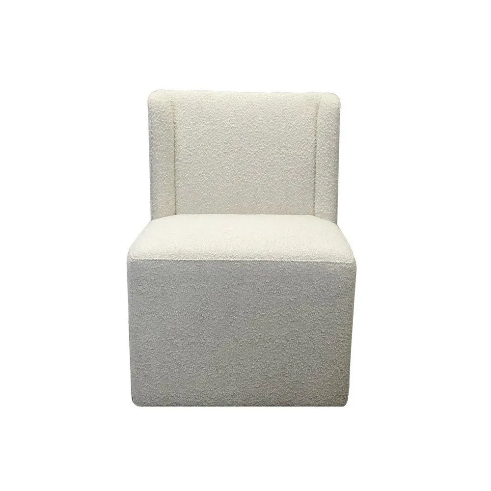 24" Swivel Dining Chairs, Set of 2, Wingback, White Boucle By Casagear Home