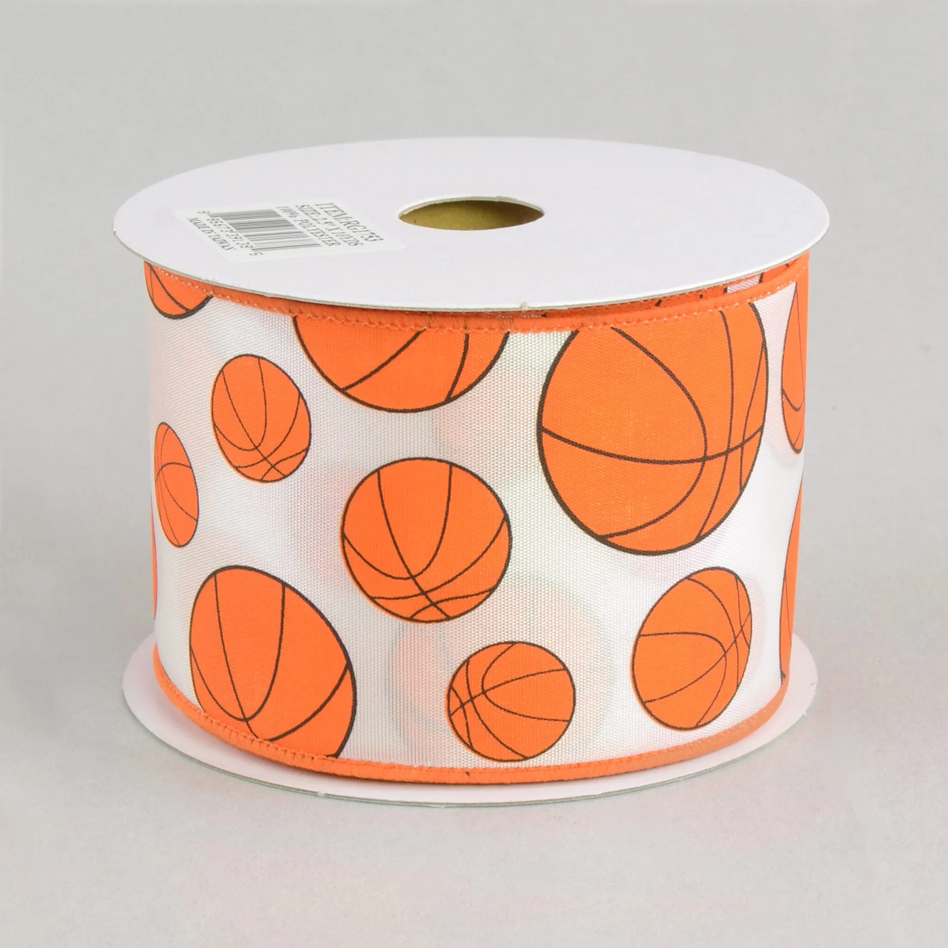 2.5" Basketball Ribbon: Orange & Black (10 Yards)