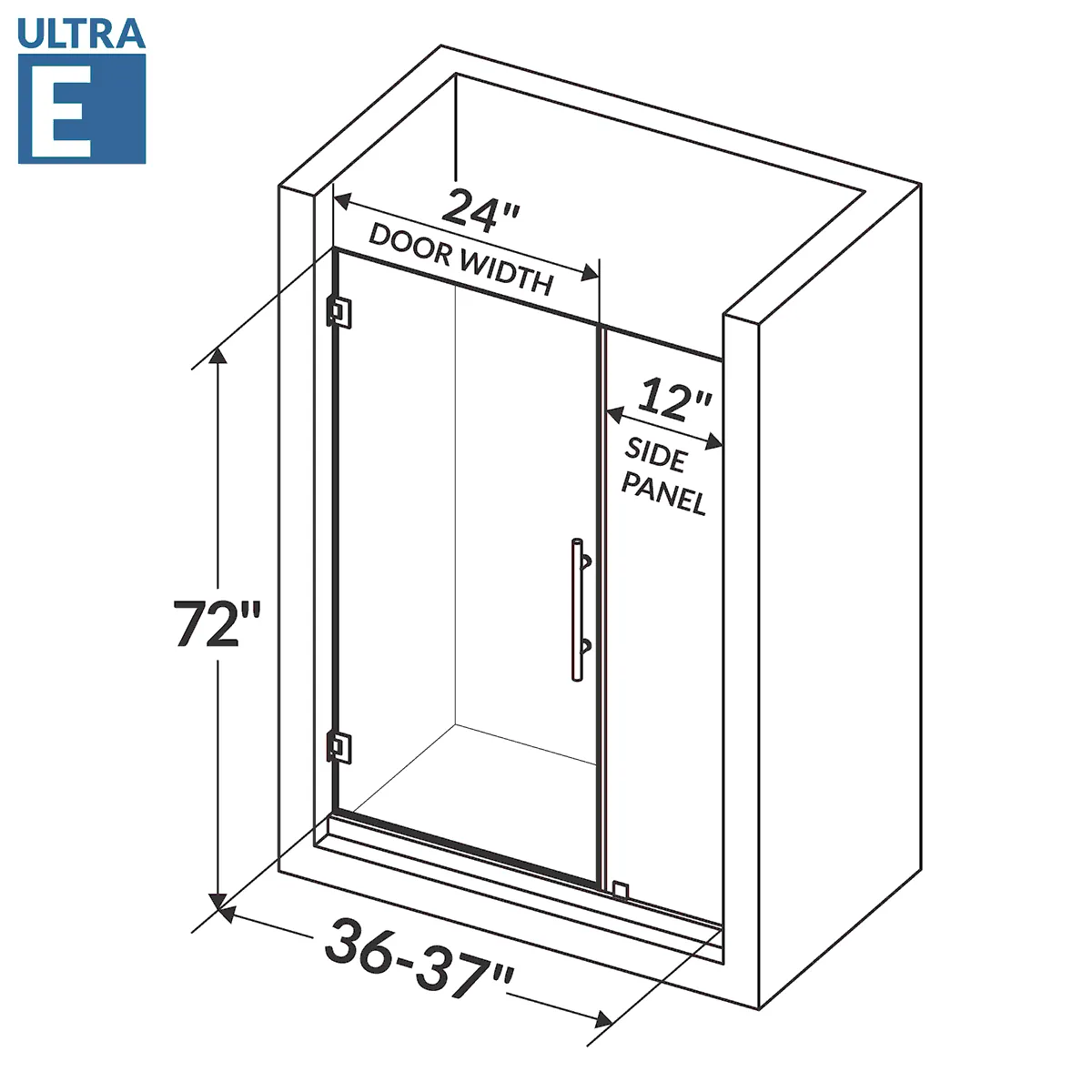 36-37 W x 72 H  Swing-Out Shower Door ULTRA-E Chrome