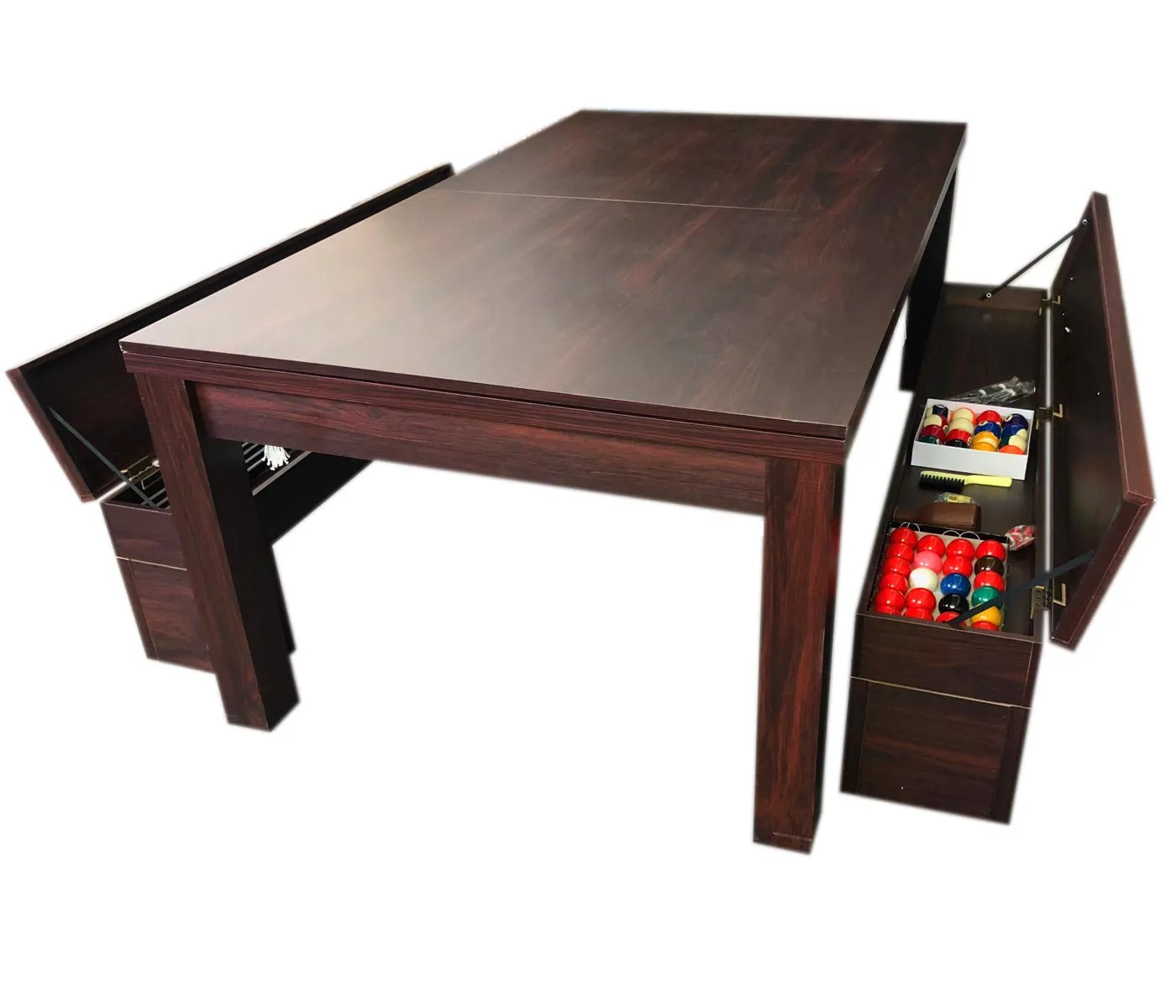 7Ft Pool Table Billiard Green Became a Dinner Table with Benches - m. Rich Green