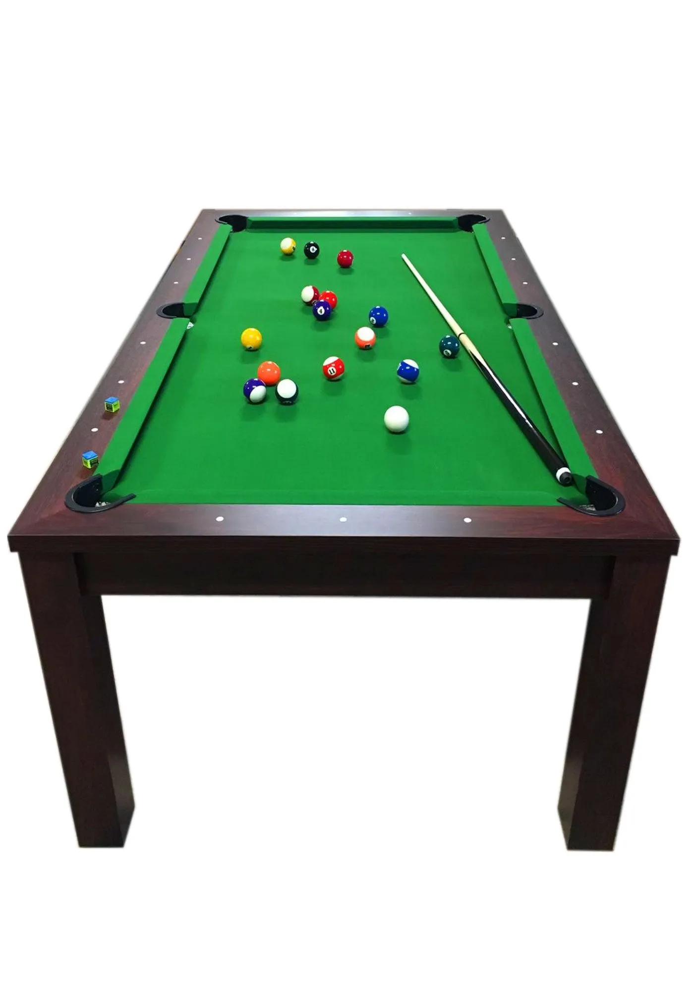 7Ft Pool Table Billiard Green Became a Dinner Table with Benches - m. Rich Green