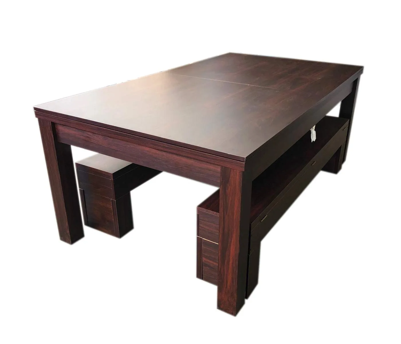 7Ft Pool Table Billiard Green Became a Dinner Table with Benches - m. Rich Green