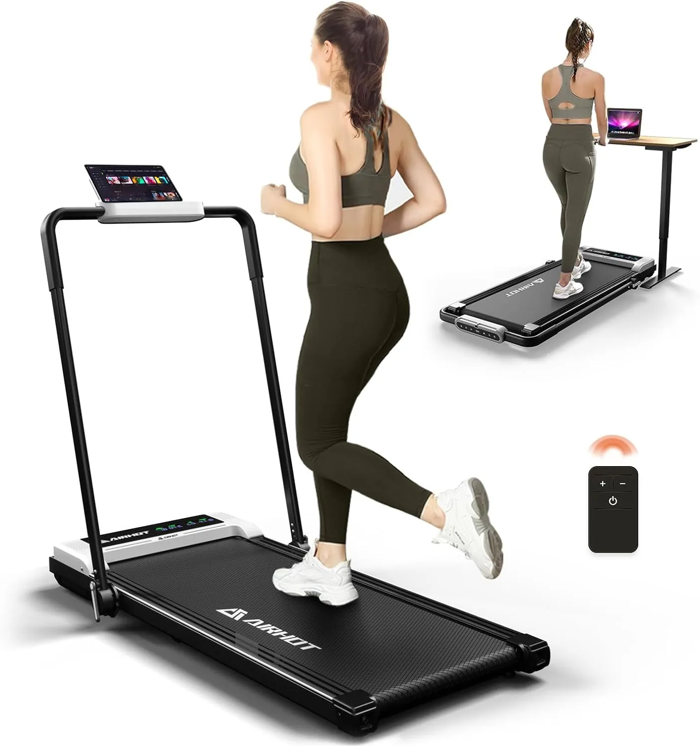 AIRHOT 2in1 Walking Pad Treadmill, 2.5HP Motor Walking Pad with LED Display and Remote Control, Running Machine for Home Office Use