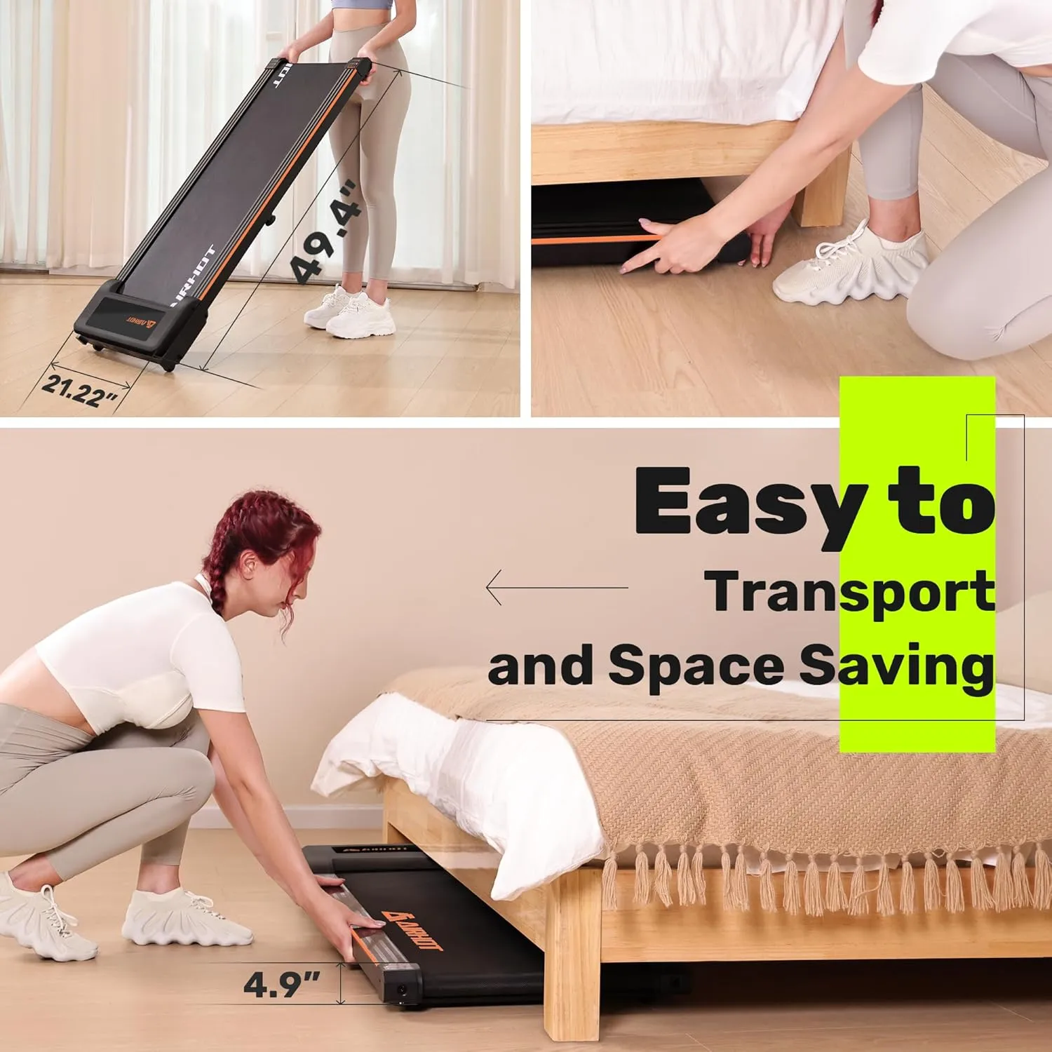 AIRHOT 2in1 Walking Pad Treadmill, 2.5HP Motor Walking Pad with LED Display and Remote Control, Running Machine for Home Office Use
