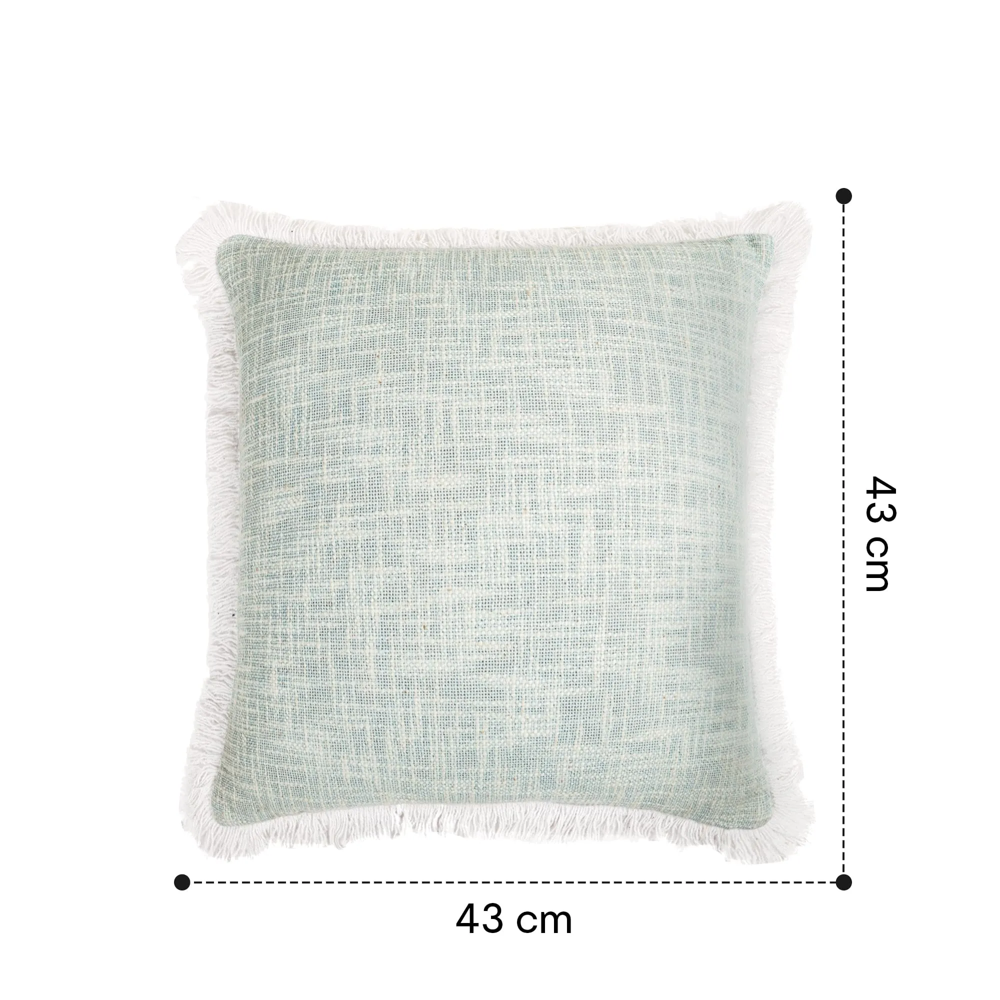 Anko Australia 100% Cotton Square Cushion Cover Set of 6 | Textured Cushion Covers with Fringes for Sofa & Bed (Without Filler) | Blue | 43 Cm (L) x 43 Cm (W) Each (6 Pc)