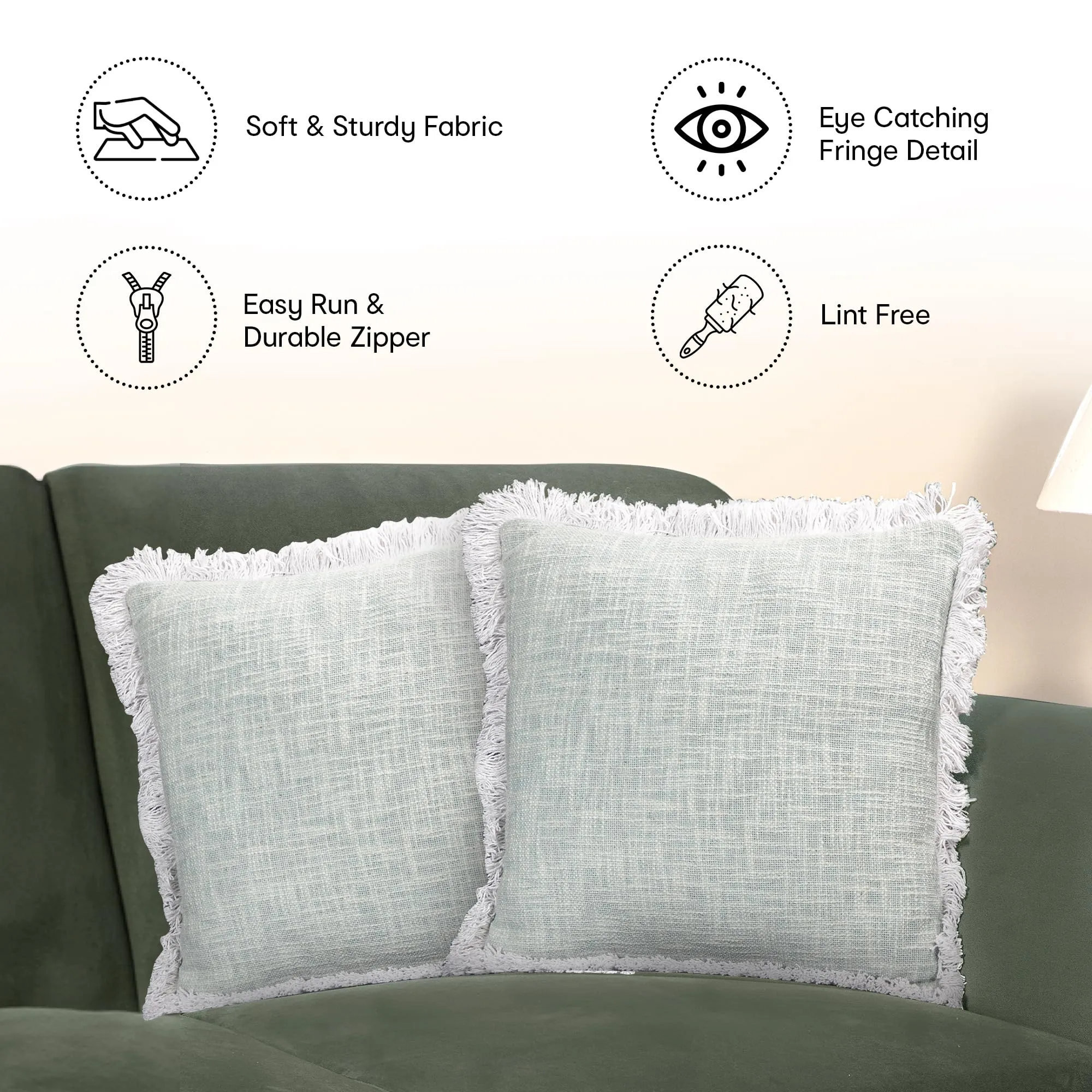 Anko Australia 100% Cotton Square Cushion Cover Set of 6 | Textured Cushion Covers with Fringes for Sofa & Bed (Without Filler) | Blue | 43 Cm (L) x 43 Cm (W) Each (6 Pc)