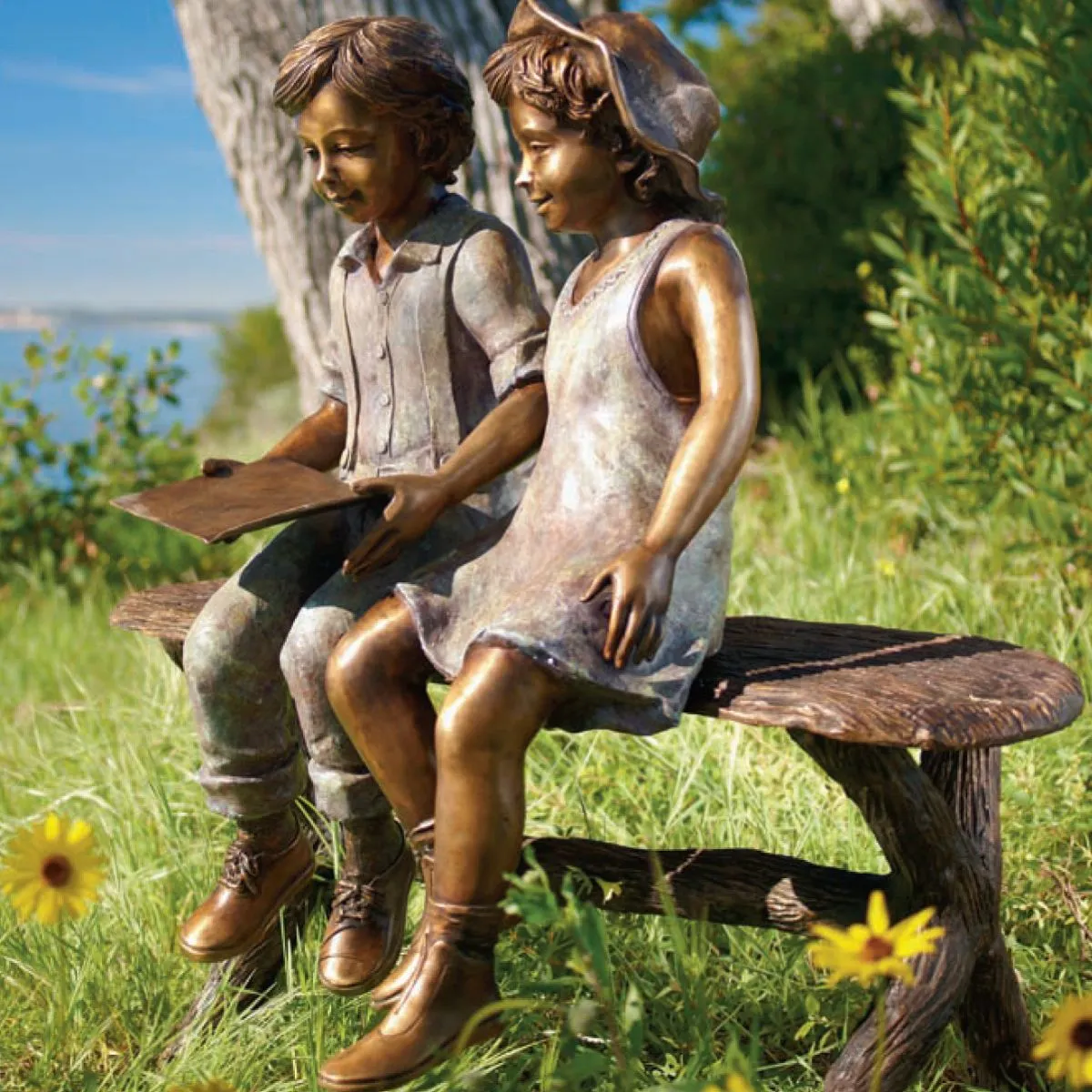 Best Friends Reading Statue