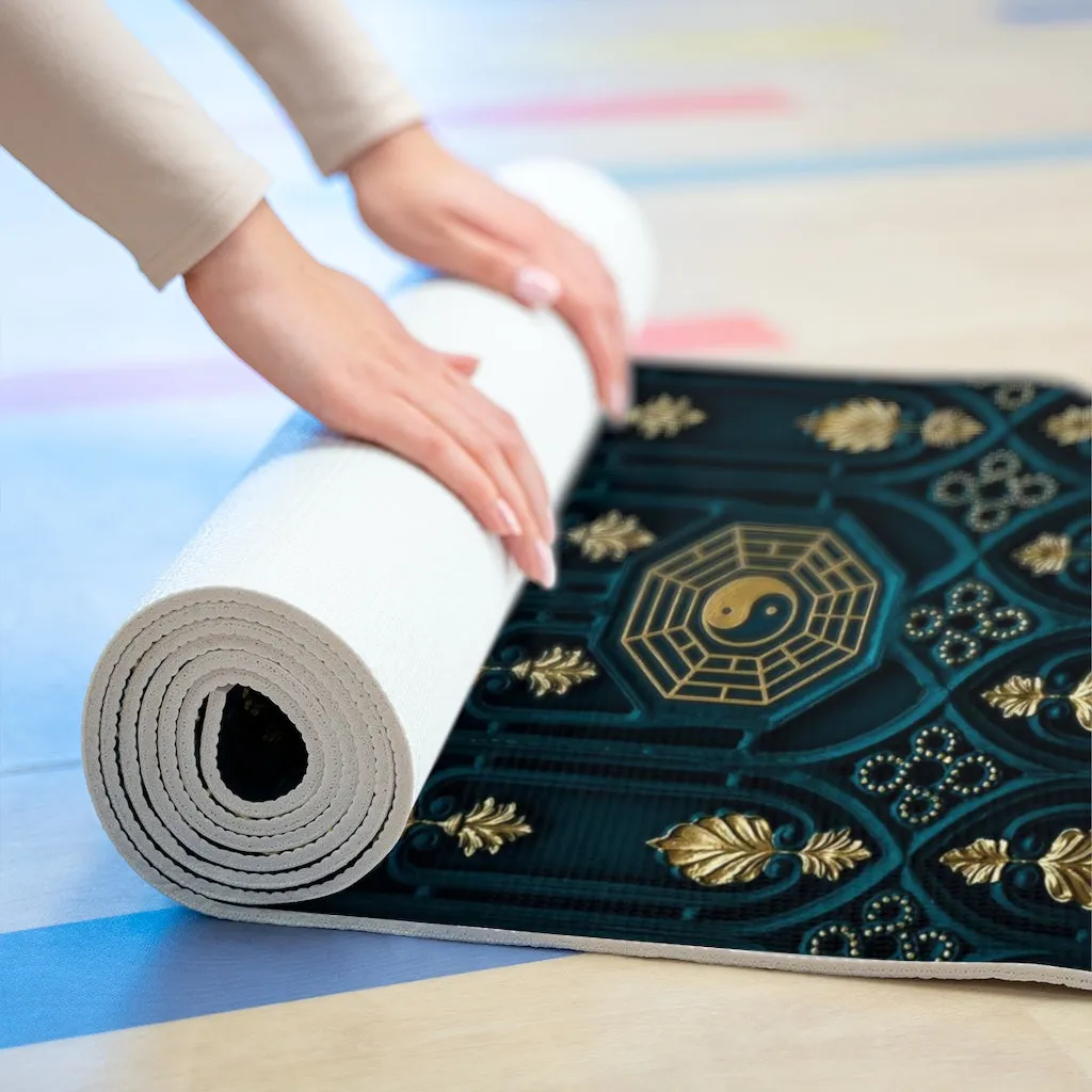 Blue & Gold Peace Foam Yoga Mat