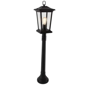 Bright Star Lighting L515 BLACK Aluminium Standing Lantern with Clear Glass