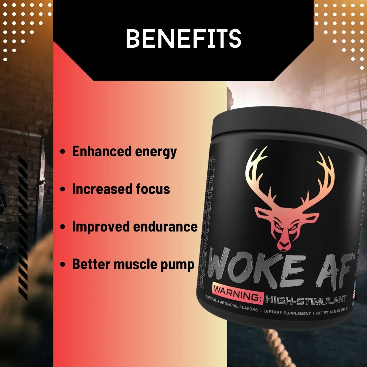 Bucked Up, Woke AF, High Stimulant Pre-Workout, 30 Servings