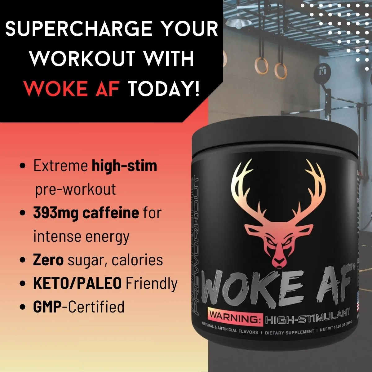 Bucked Up, Woke AF, High Stimulant Pre-Workout, 30 Servings