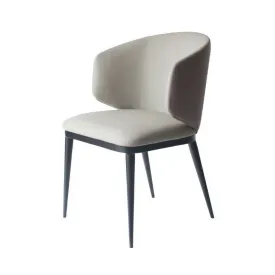 Cid 23 Inch Dining Armchair, Curved Padded Back, Vegan Faux Leather, Beige By Casagear Home