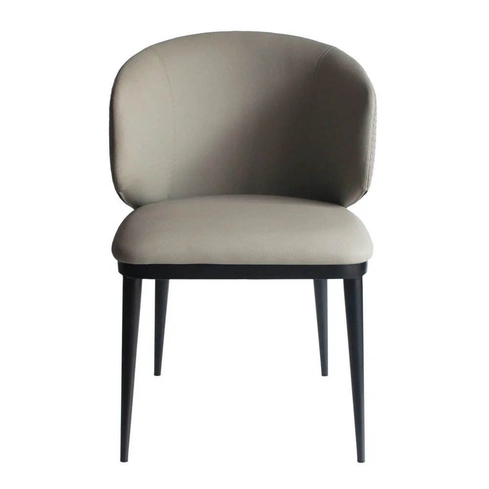 Cid 23 Inch Dining Armchair, Curved Padded Back, Vegan Faux Leather, Beige By Casagear Home