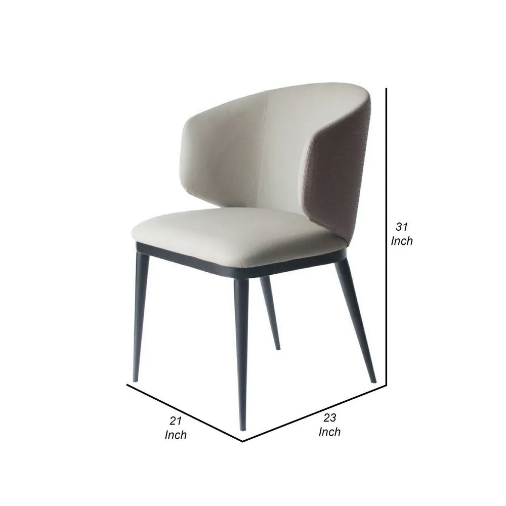 Cid 23 Inch Dining Armchair, Curved Padded Back, Vegan Faux Leather, Beige By Casagear Home