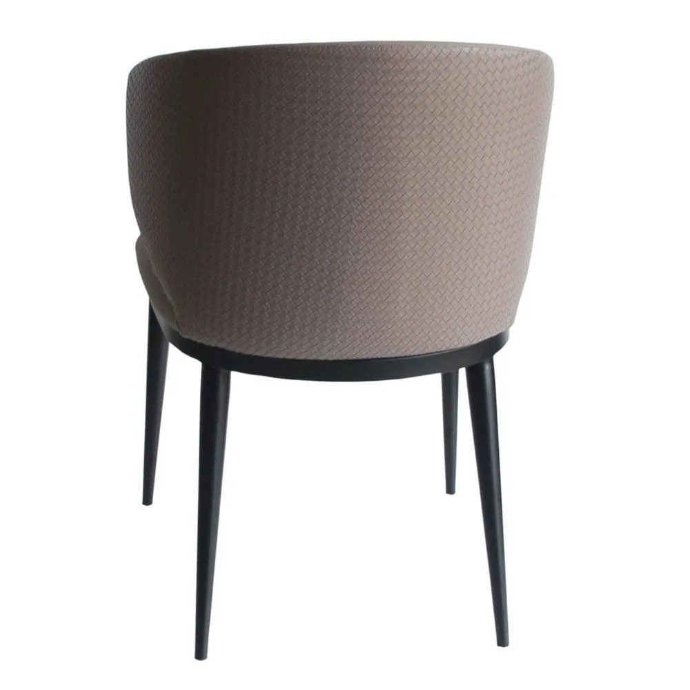 Cid 23 Inch Dining Armchair, Curved Padded Back, Vegan Faux Leather, Beige By Casagear Home