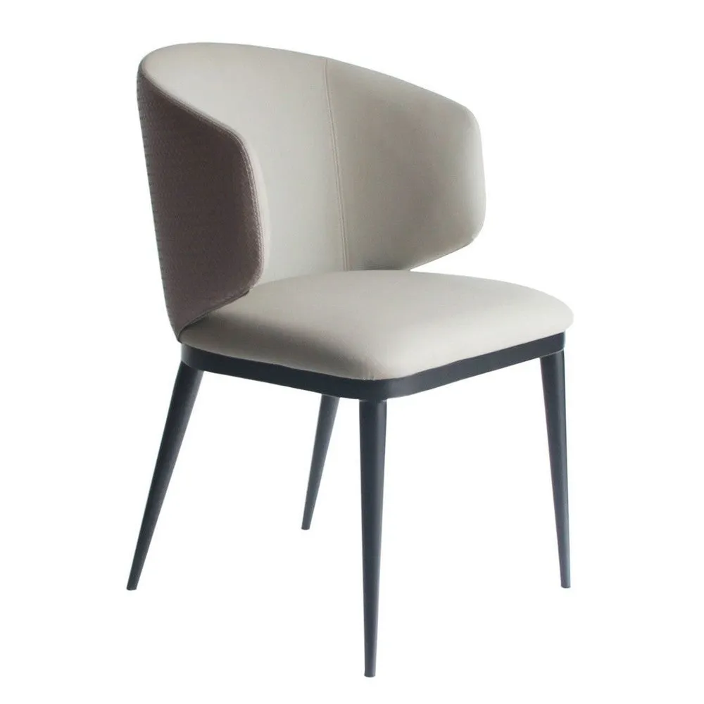 Cid 23 Inch Dining Armchair, Curved Padded Back, Vegan Faux Leather, Beige By Casagear Home