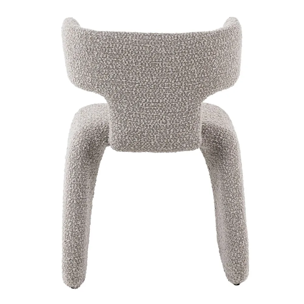 Cid Fiu 22 Inch Dining Chair, Curved Wingback, Textured Off White Polyester By Casagear Home