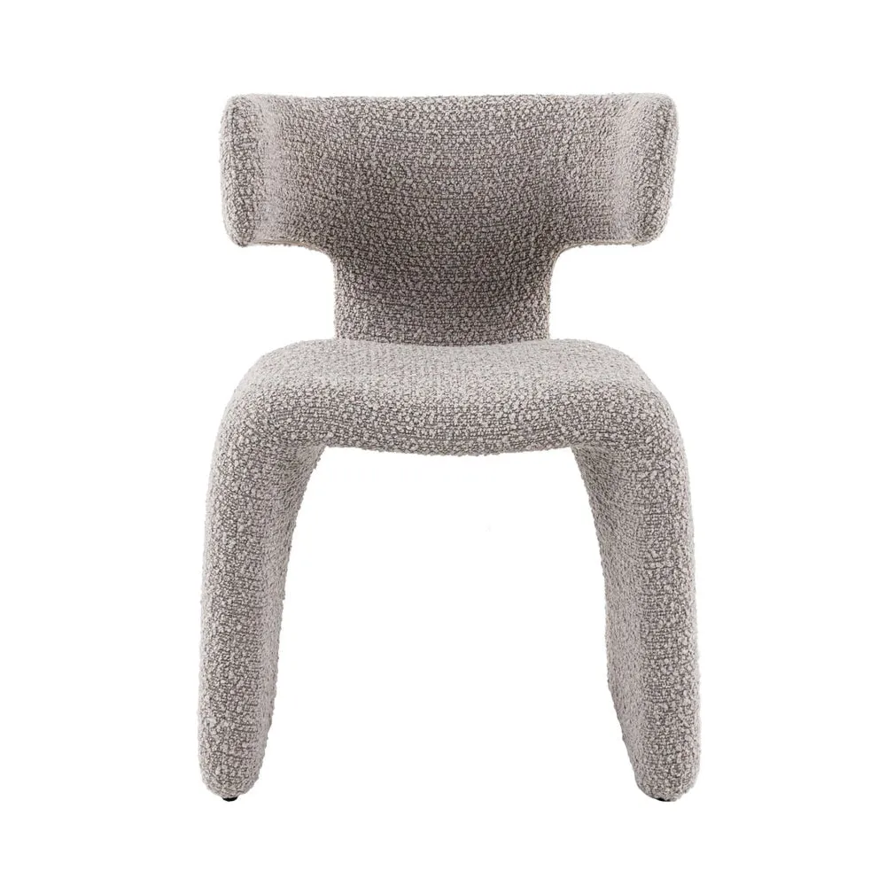Cid Fiu 22 Inch Dining Chair, Curved Wingback, Textured Off White Polyester By Casagear Home