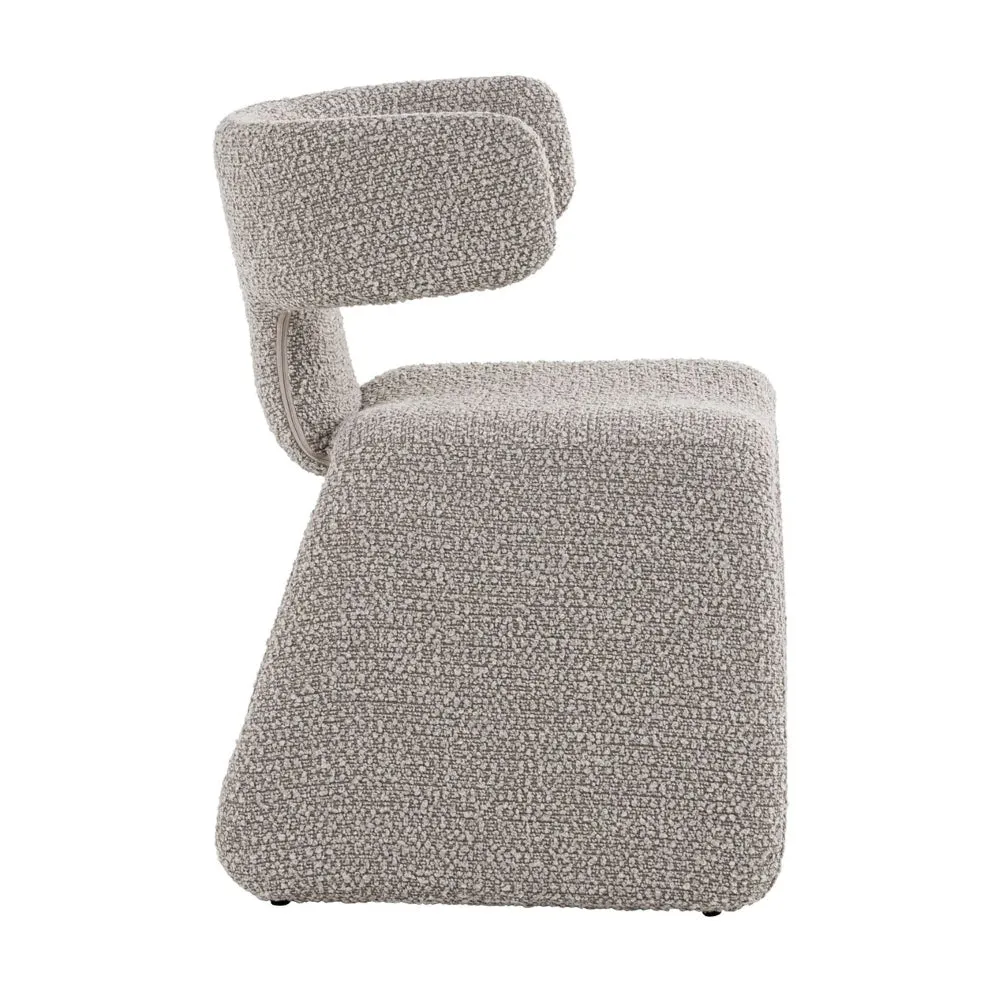 Cid Fiu 22 Inch Dining Chair, Curved Wingback, Textured Off White Polyester By Casagear Home