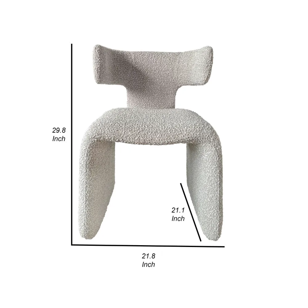 Cid Fiu 22 Inch Dining Chair, Curved Wingback, Textured Off White Polyester By Casagear Home