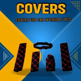 Covers For Car Interior 5 pcs - Multi - Leather Car Interior Rear View Mirror Auto Car Shift Cover Handbrake Suit Car Accessories