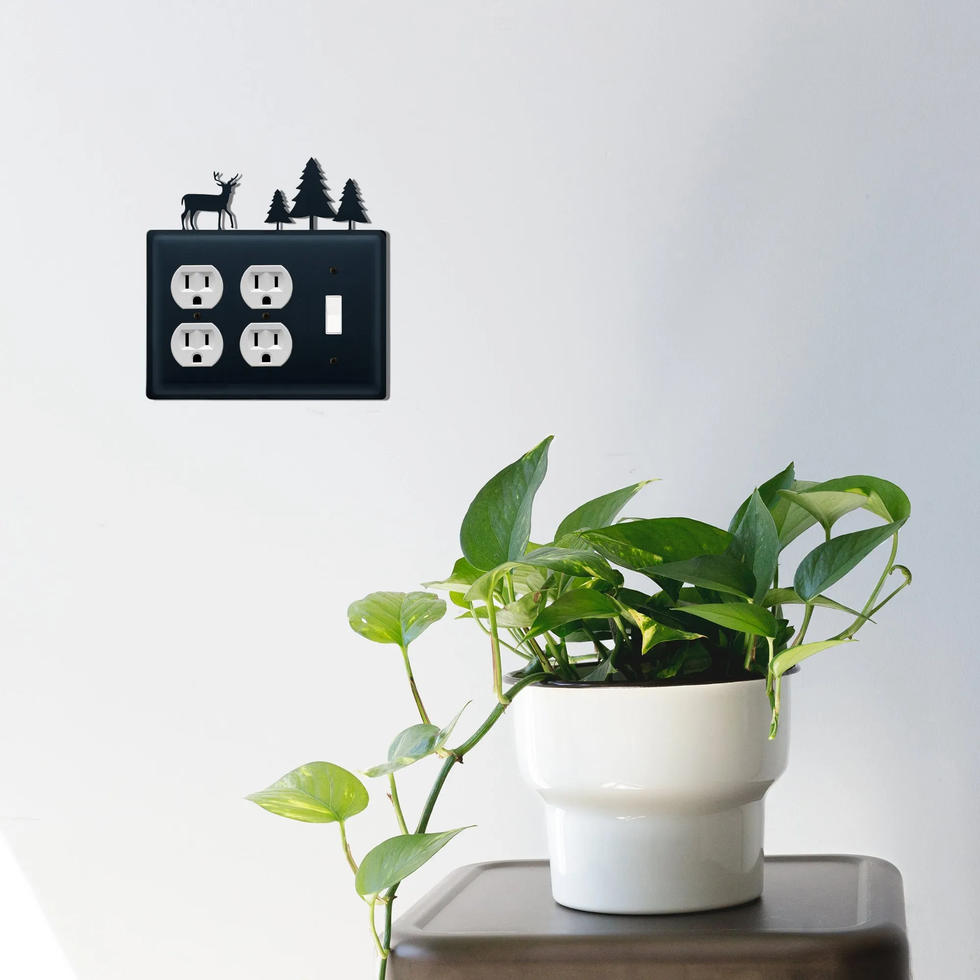 Deer & Pine Trees Double Outlet CUSTOM Product Single Switch Cover