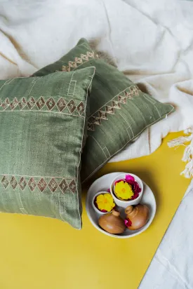 Ecuación verde Handwoven Cushións - 1 pc