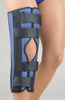 FLA ORTHOPEDICS BREATHABLE UNIVERSAL TRI-PANEL FOAM KNEE IMMOBILIZER BLUE