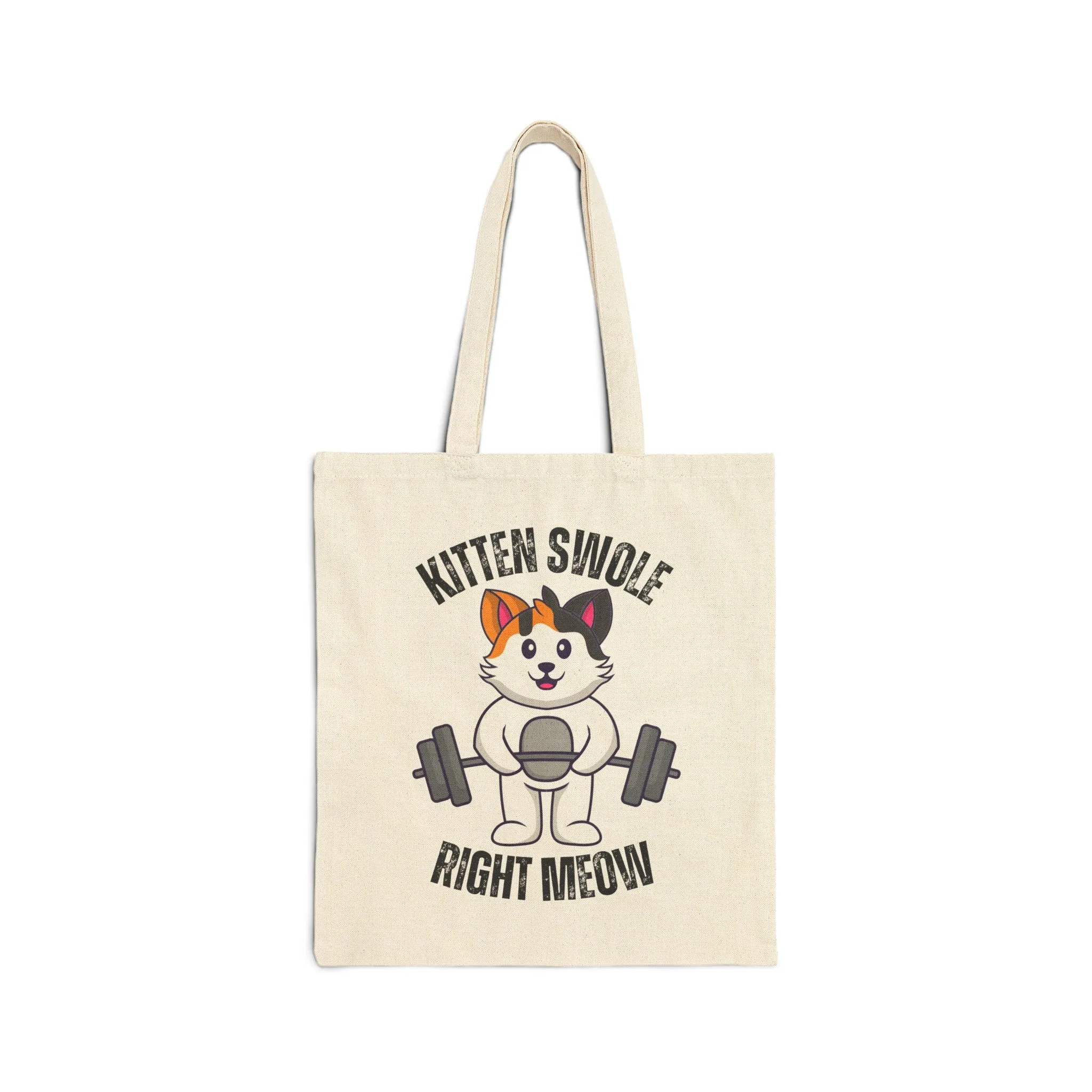 Funny Fitness Cat Tote Bag for Gym Rat gift for Cat Lover gifts Kitten Working Out Workout Bags Kitten Swole Right Meow Kitty Tote Bags