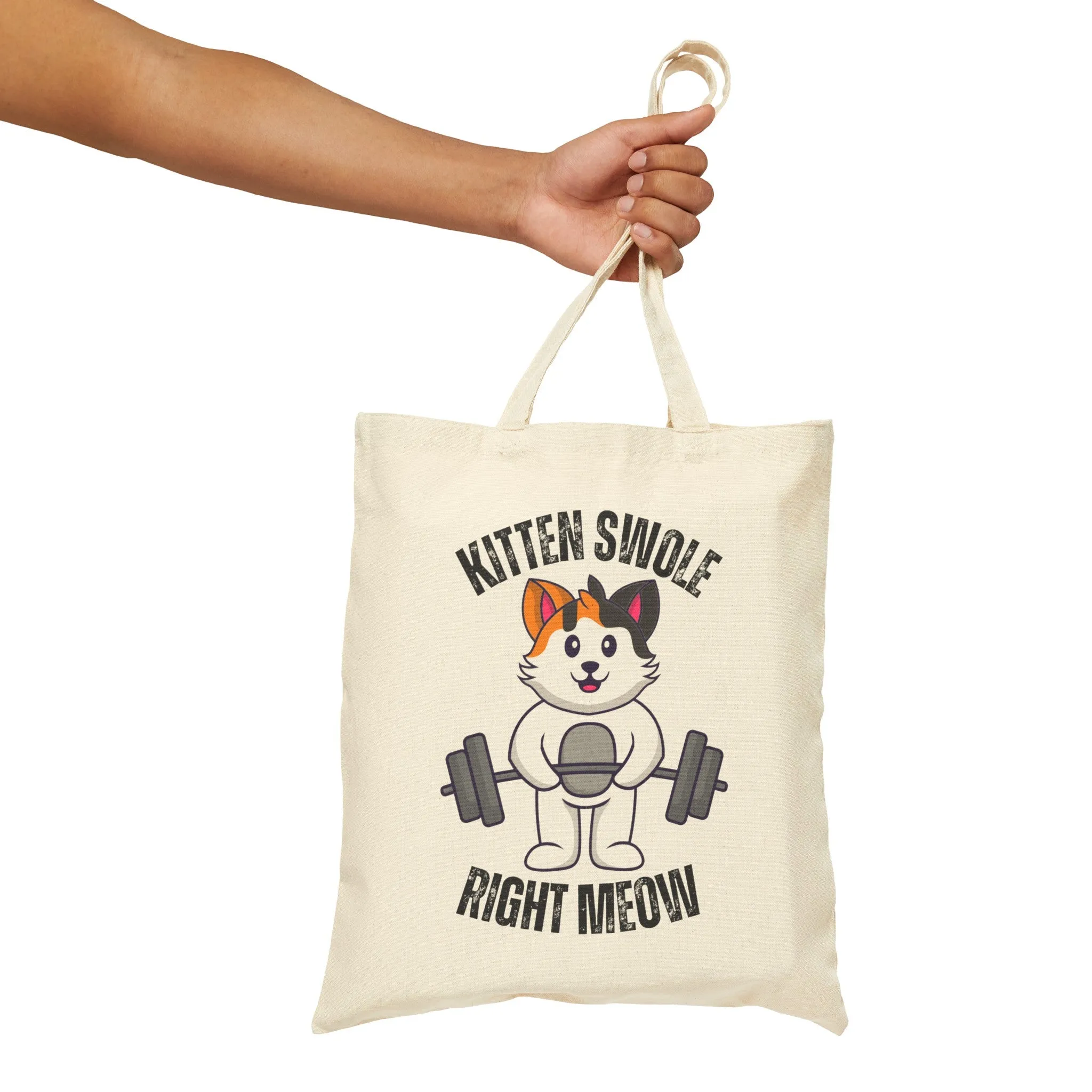 Funny Fitness Cat Tote Bag for Gym Rat gift for Cat Lover gifts Kitten Working Out Workout Bags Kitten Swole Right Meow Kitty Tote Bags