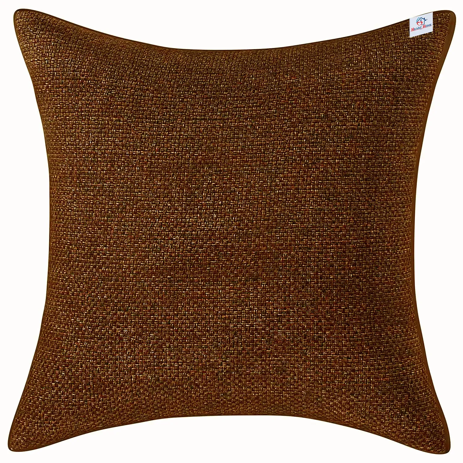 Heart Home Set of 5 Decorative Hand Made Jute Throw/Pillow Cushion Covers, 16x16 Inch (Brown), Standard (HS_36_HEARTH018320)