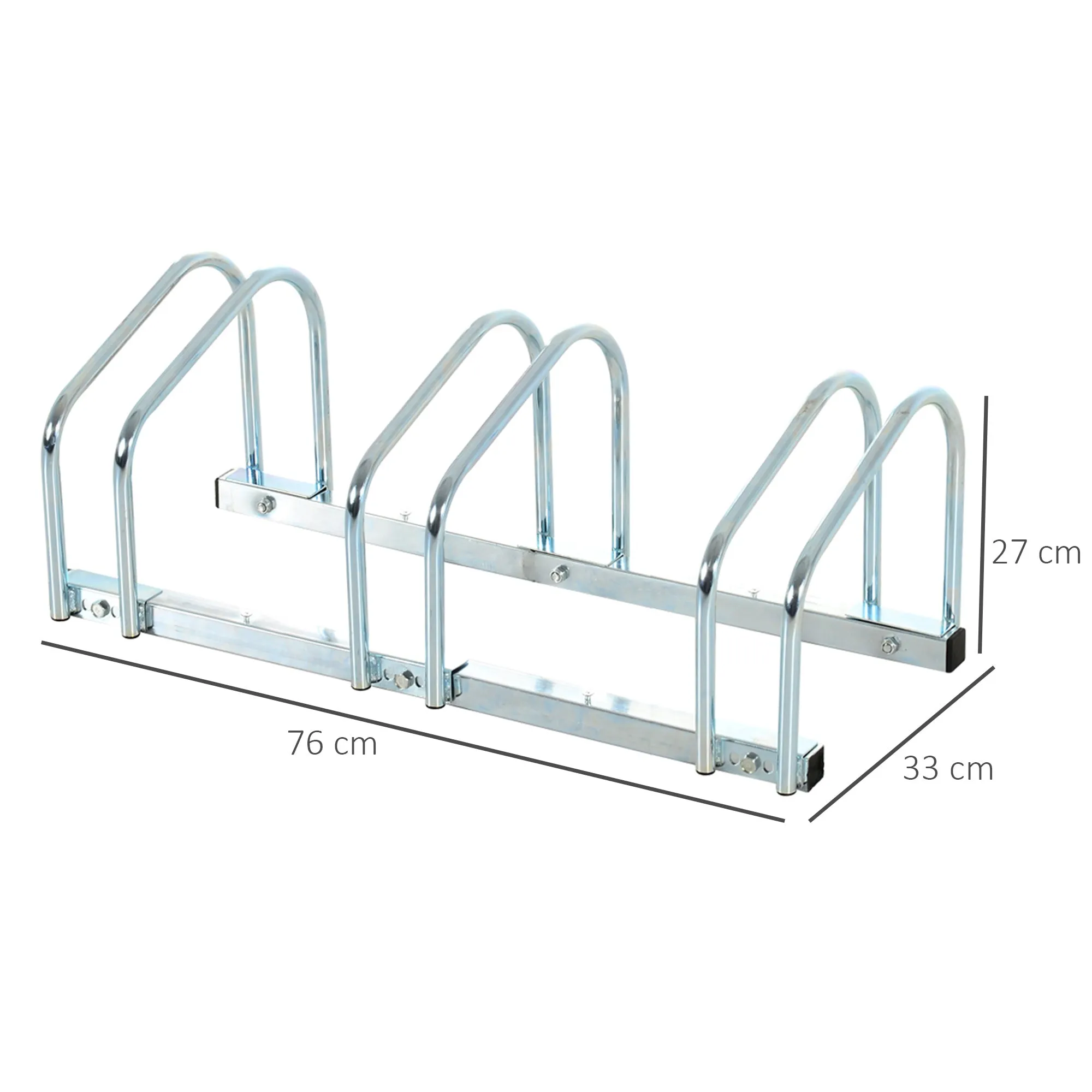 Homcom Bike Stand Parking Rack Floor or Wall Mount Bicycle Cycle Storage Locking Stand 76L x 33W x 27H (3 Racks