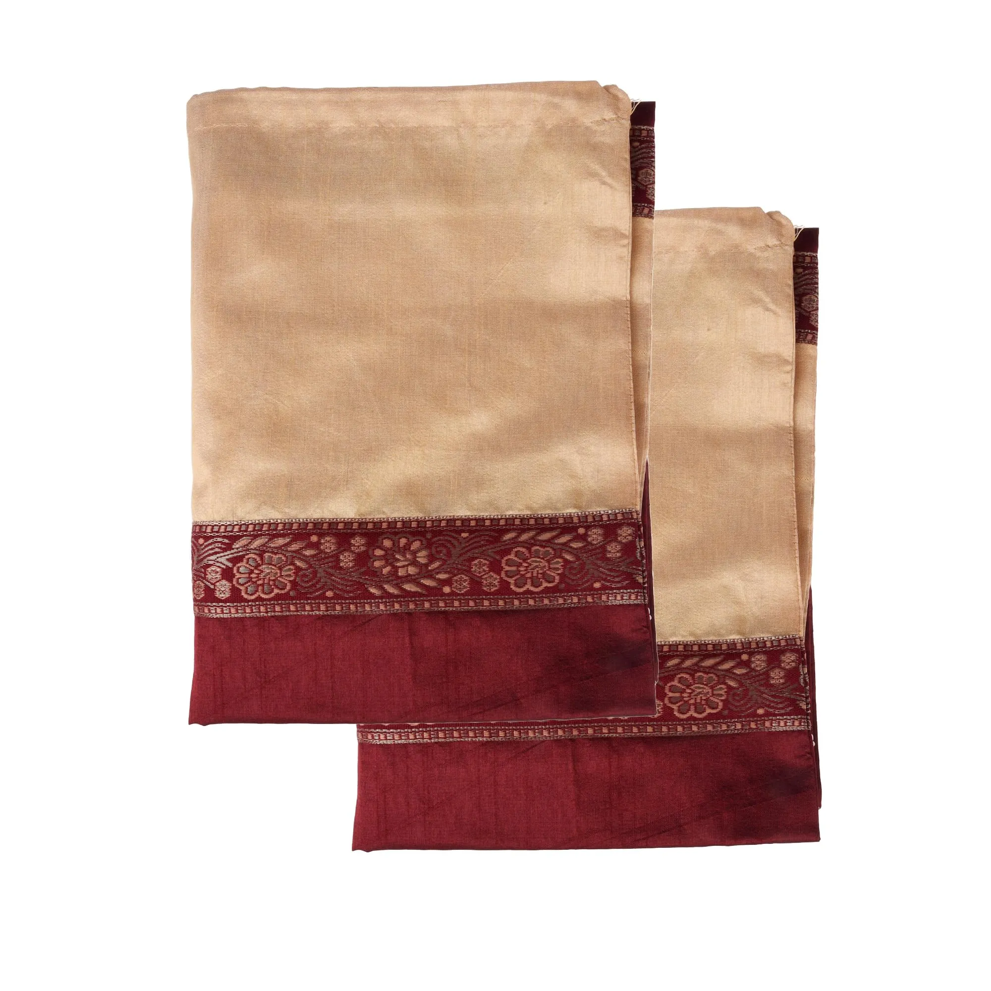 Kuber Industries Bolster Covers | Dupion Polyester Bolster Cover Set | Diwan Bolster Cover Set | Bolster Pillow Cover | Lace Design Masand Cover | 16x32 Inch | Pack of 2 | Maroon