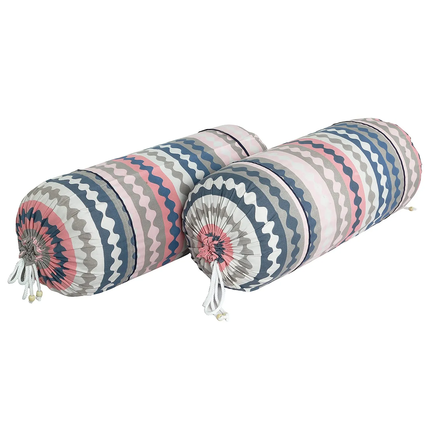 Kuber Industries Bolster Covers | Soft Cotton Bolster Cover Set | Diwan Round Bolster Pillow Covers | Zig Zag Design Roll Masand Cover | 16x32 Inch | Pack of 6 | Multicolor