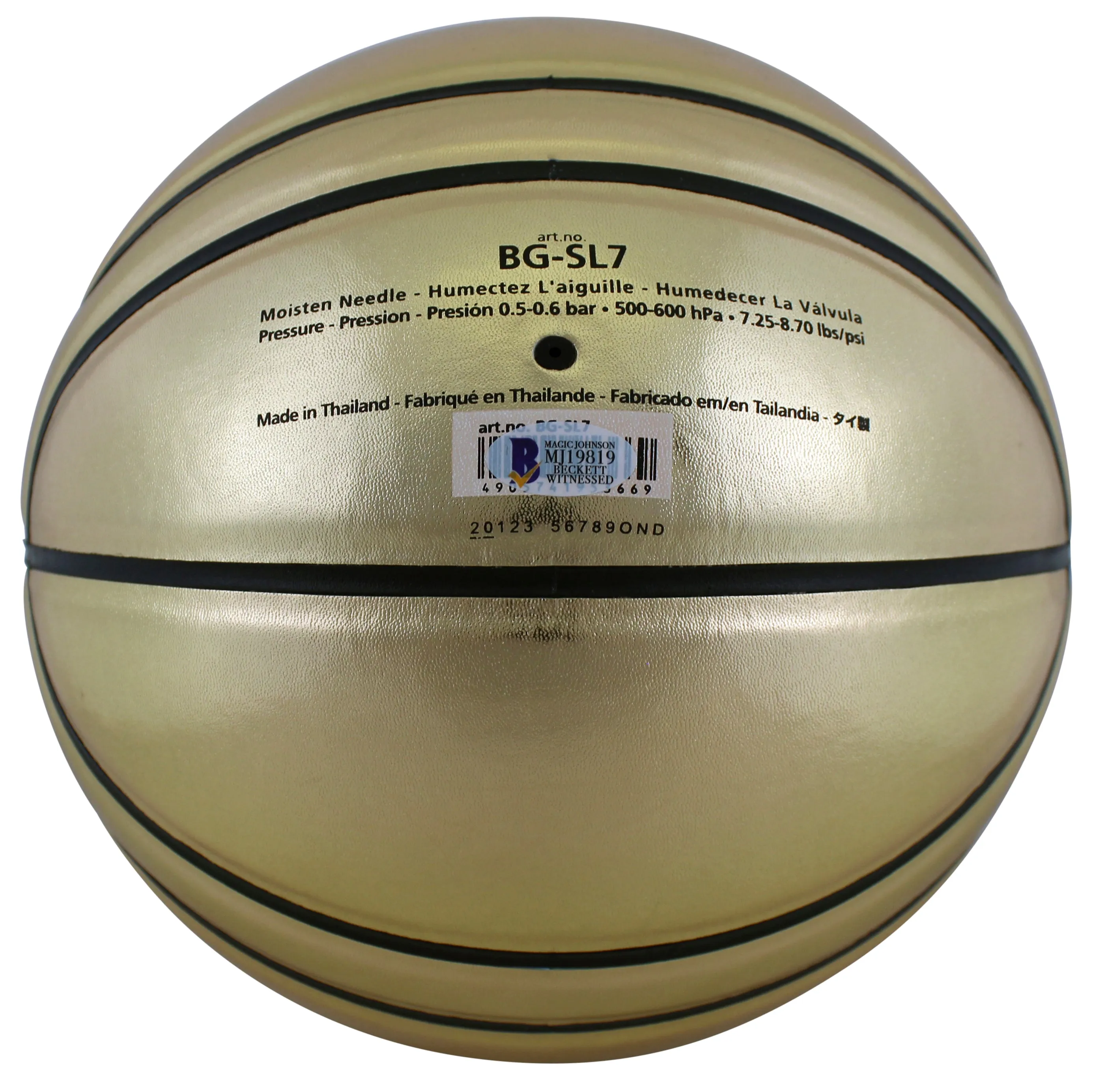 Lakers Magic Johnson Authentic Signed Gold Molten Basketball BAS Witnessed