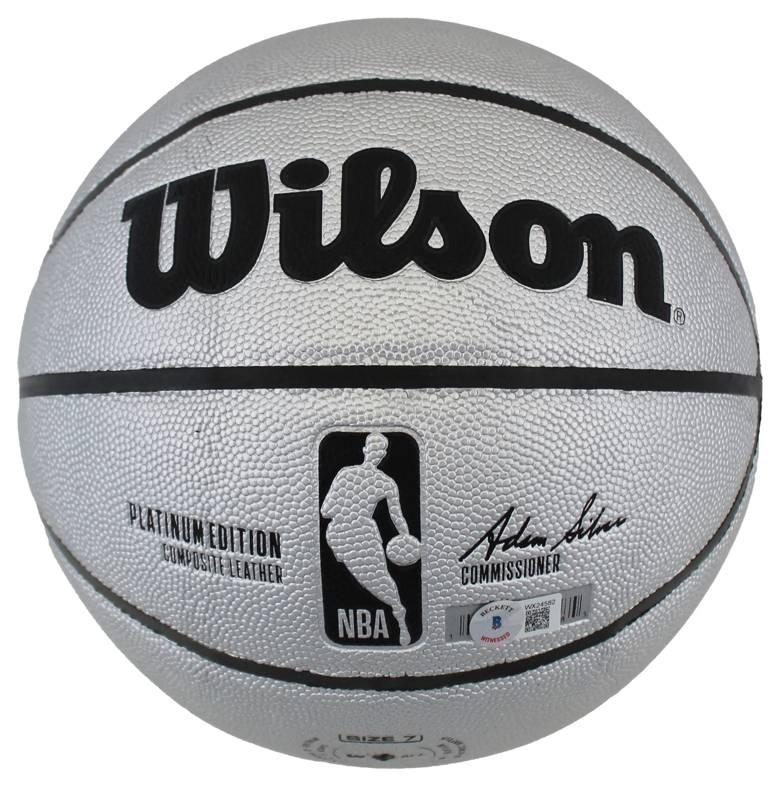 Lakers Shaquille O'Neal Authentic Signed Silver Wilson Basketball BAS Witnessed