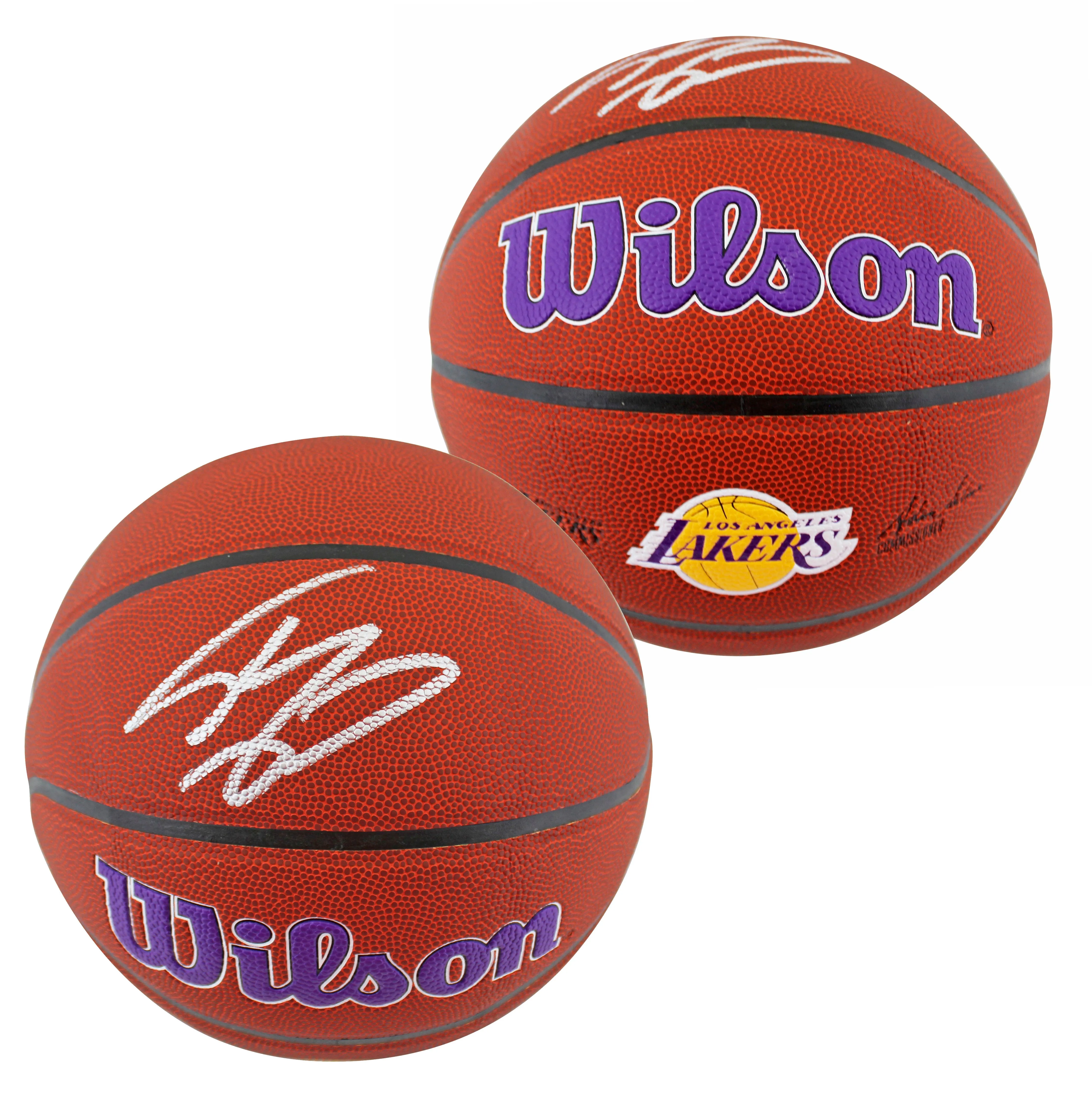 Lakers Shaquille O'Neal Signed Wilson Lakers Logo Basketball BAS Witnessed 2