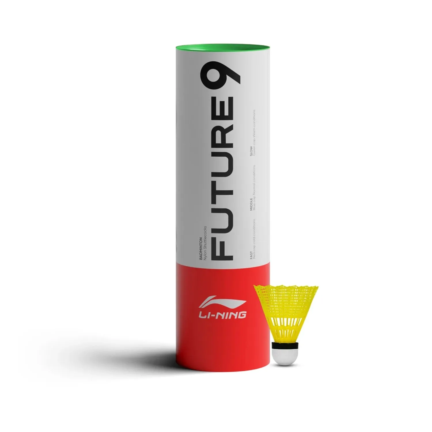 Li-Ning Future 9 Nylon Shuttlecock, Slow - Yellow (Green Cap)