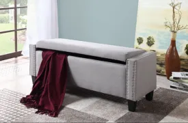 Light Grey Storage Bench With Nail Heads- Model #6250