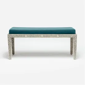 Made Goods Miranda Inlaid Bone Double Bench in Danube Fabric