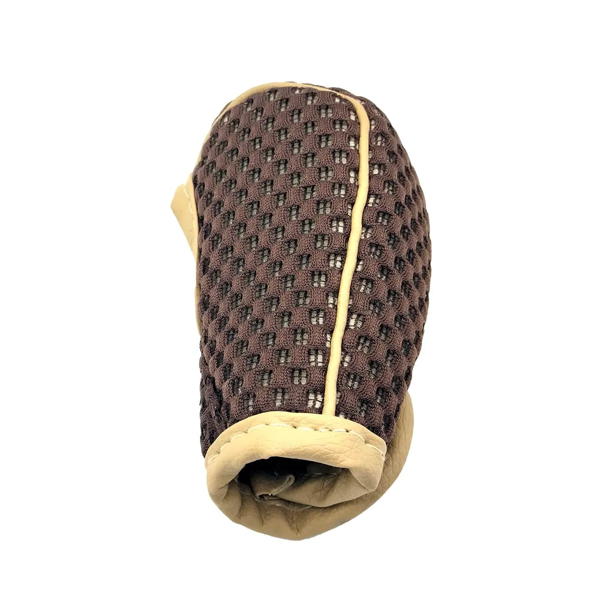 Manual Gear Shift Knob Cover Mesh Fabric - Coffee With Beige