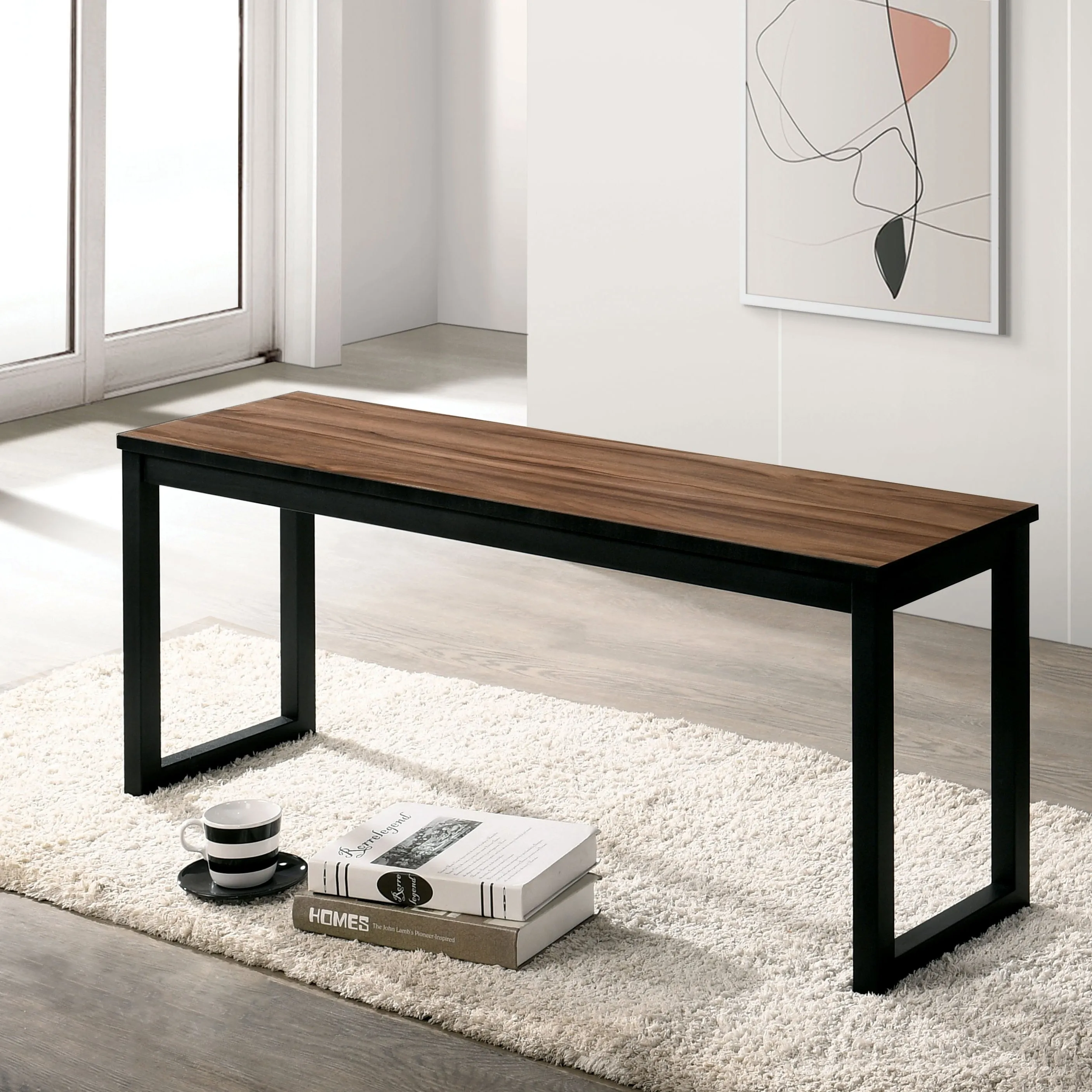 Oatfield Contemporary Black and Walnut 3-Piece Dining Table Set