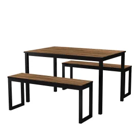 Oatfield Contemporary Black and Walnut 3-Piece Dining Table Set