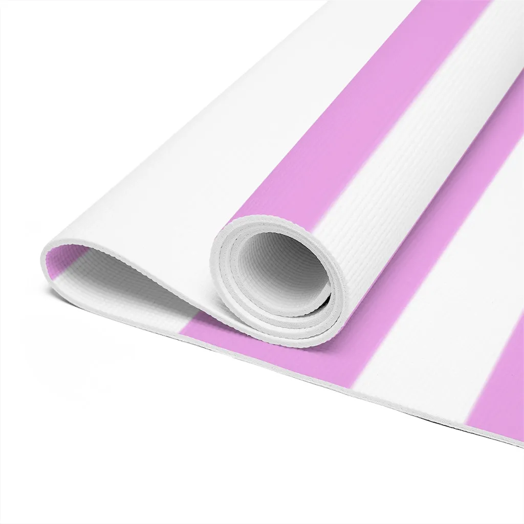 Pink and White Stripped Foam Yoga Mat