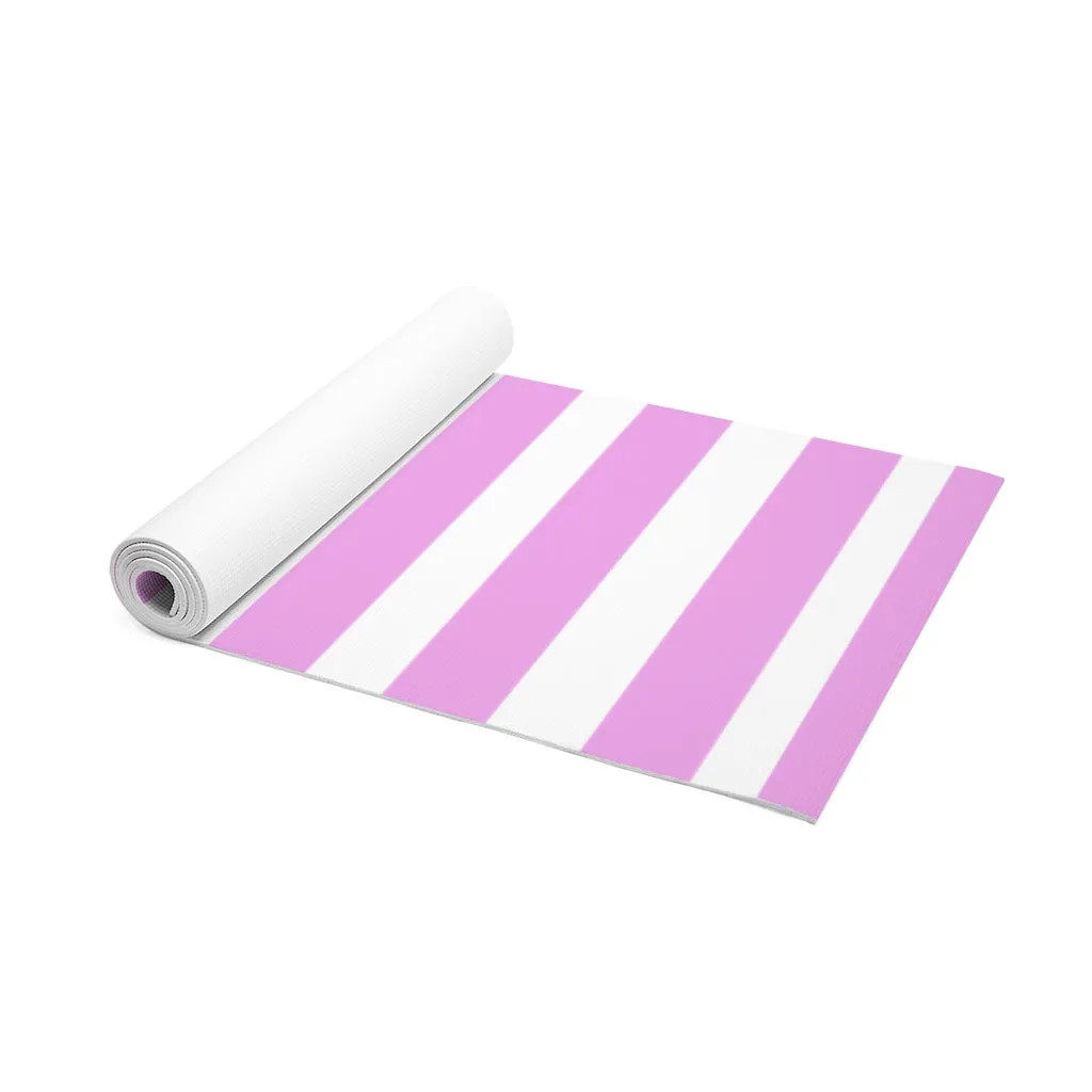 Pink and White Stripped Foam Yoga Mat