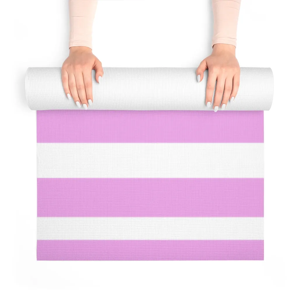 Pink and White Stripped Foam Yoga Mat