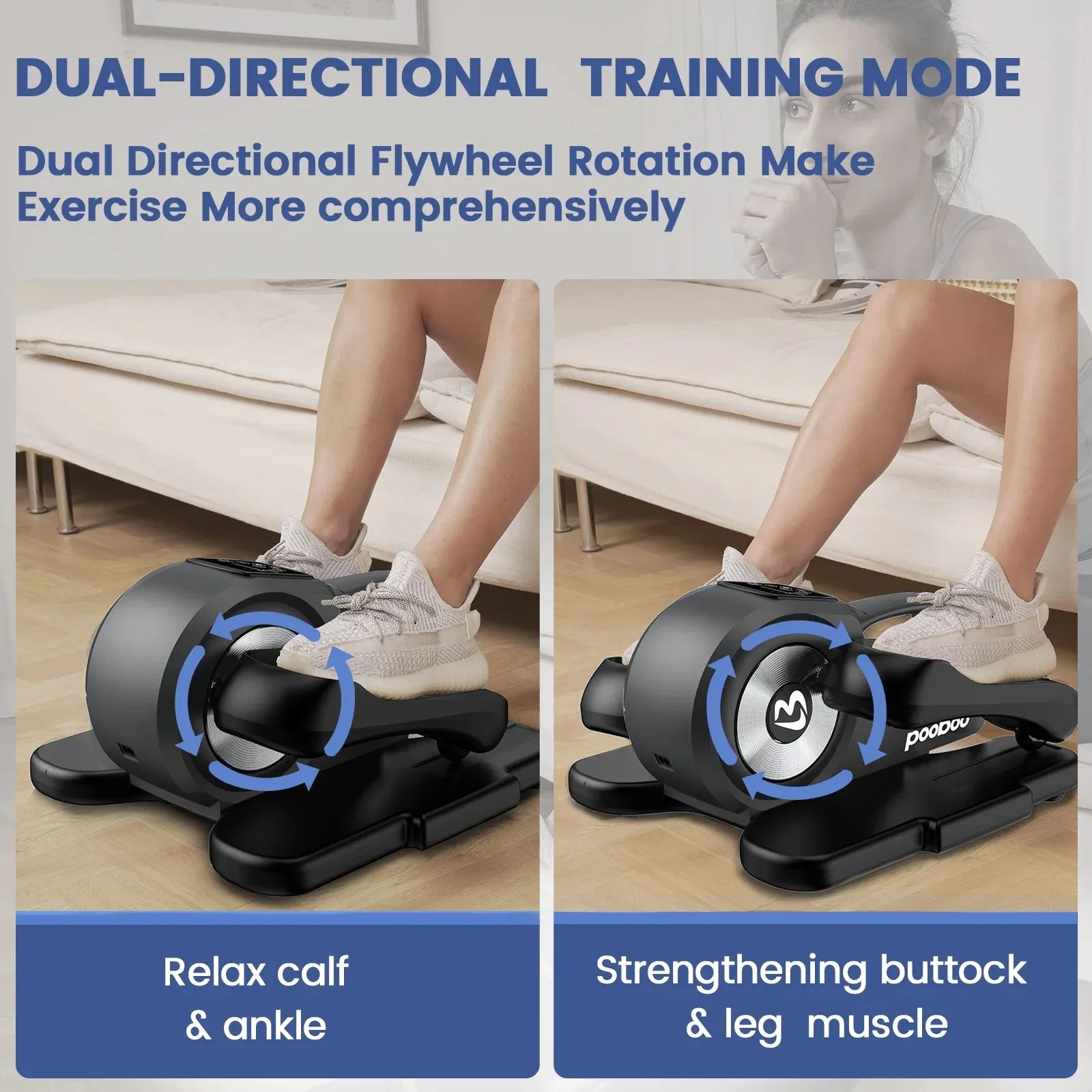 Pooboo Under Desk Electric Elliptical Machine Pre-Assembled Seated Pedal Exerciser Mini Portable Leg Exercise Equipment with Remote Control  for Seniors & Adults